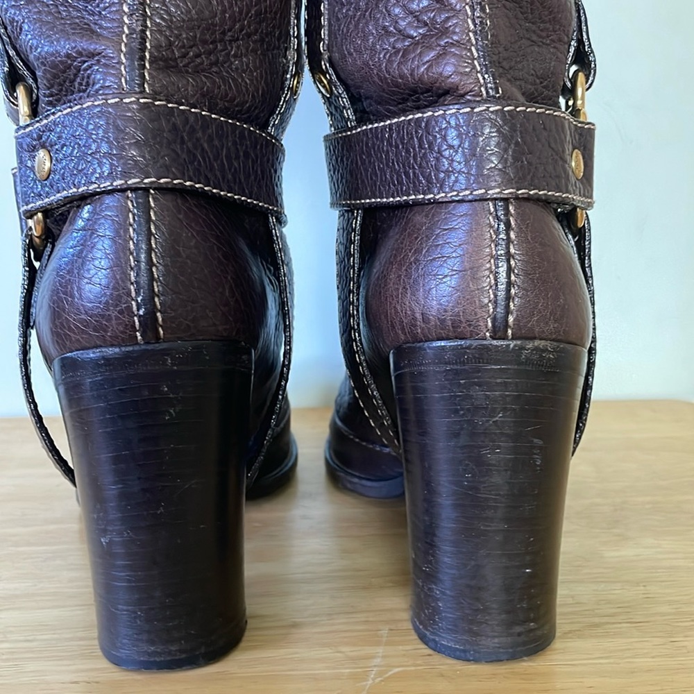🇮🇹 Dolce & Gabbana Chocolate Brown Pebbled Leather High Riding Boots, Size 41 - Picture 11 of 16